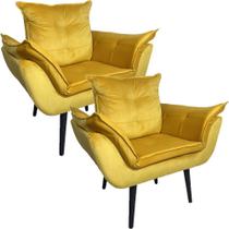 Kit Duas Poltronas Opala Robust Sued Premium Amarelo