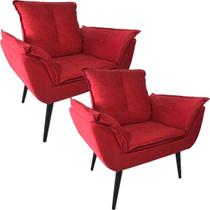 Kit Duas Poltronas Opala Robust Sued Vermelho
