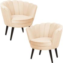 Kit Duas Poltronas Pétala em Sued Premium Bege Kit Duas Poltronas Pétala em Sued Premium Bege