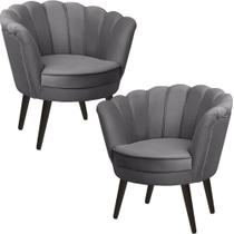 Kit Duas Poltronas Pétala em Sued Premium Cinza Kit Duas Poltronas Pétala em Sued Premium Cinza