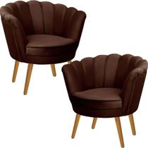 Kit Duas Poltronas Pétala em Sued Premium Marrom Kit Duas Poltronas Pétala em Sued Premium Marrom