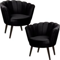 Kit Duas Poltronas Pétala em Sued Premium Preto Kit Duas Poltronas Pétala em Sued Premium Preto