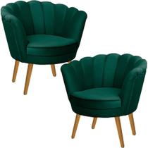 Kit Duas Poltronas Pétala em Sued Premium Verde Musgo
