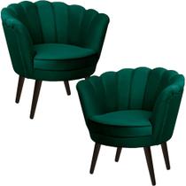 Kit Duas Poltronas Pétala em Sued Premium Verde Musgo