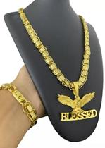 Kit Dubai Supremo 13Mm + Águia Blessed Banhado A Ouro 18K