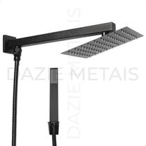 Kit Ducha Chuveiro para Aquecedor Solar ou a Gás com Duchinha Chuveirinho Intimo Preto Aço Inox