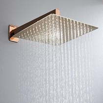 Kit Ducha Chuveiro Slim Inox De Parede Quadrada 30x30 + Braco Rosa Gold Es30 Luuk Young