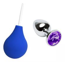 Kit Ducha Ginecológica Íntima Anal Unissex Higiênica + Plug Anal Dilatador em Aço Inox P