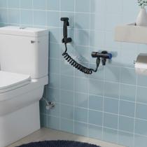 Kit Ducha Higiênica Banheiro Metal Registro de Dupla Saída Mangueira Funcional de 1.5m Gatilho