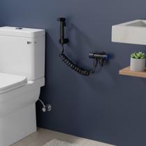 Kit Ducha Higiênica Banheiro Metal Registro de Dupla Saída Mangueira Funcional de 1.5m Gatilho