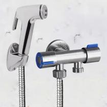 Kit Ducha Higiênica com Registro Torneira Dupla em Aço Inox 304 Aço Escovado Banheiro Lavabo Kit Ducha Higiênica com Registro Torneira Dupla em Aço Inox 304 Aço Escovado Banheiro Lavabo