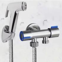 Kit Ducha Higiênica com Registro Torneira Dupla em Aço Inox 304 Aço Escovado Banheiro Lavabo Kit Ducha Higiênica com Registro Torneira Dupla em Aço Inox 304 Aço Escovado Banheiro Lavabo