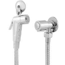 Kit Ducha Higiênica Completa Banheiro Engate Flexível Inox 2,00m + Gatilho Paris + Registro