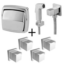 Kit Ducha Higienica Cromada 4 Acabamento Registro + Descarga