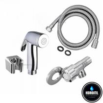 Kit Ducha Higiênica Luxo ABS Inox Banheiro 1/4 Volta Cromado