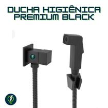 Kit Ducha Higiênica Luxo Todo Metal Quadrado Black Edition 1/4 Volta Acabamento Fosco