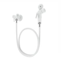 Kit Ducha Pop Branco C/ Registro ABS Branco C/ Derivação / Flexível Branco Liso 1,20m Blister C/ 1 Peça - Blukit