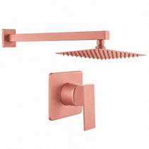 Kit Ducha Quadrada 20x20 Slim + Acabamento para registro Monocomando base Docol Quadrado Alavanca Rose-Gold Fosco Kit Ducha Quadrada 20x20 Slim + Acabamento para registro Monocomando base Docol Quadrado Alavanca Rose-Gold Fosco