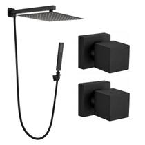 Kit Ducha Quadrada 20x20 Slim com desviador + Acabamento para Registro base deca Quadrado de 1/2 ou 3/4 Preto Fosco Kit Ducha Quadrada 20x20 Slim com desviador + Acabamento para Registro base deca Quadrado de 1/2 ou 3/4 Preto Fosco