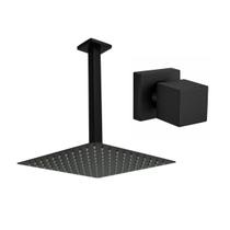 Kit Ducha Quadrada 20x20 Slim de teto + 1 Acabamento para Registro base deca Quadrado de 1/2 ou 3/4 Preto Fosco Kit Ducha Quadrada 20x20 Slim de teto + 1 Acabamento para Registro base deca Quadrado de 1/2 ou 3/4 Preto Fosco