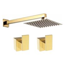 Kit Ducha Quadrada 20x20 Slim Gás Solar Ultra Fina com 2 Acabamentos para Registro base padrão Deca Alavanca de 1/2 ou 3/4 Dourado Brilhante Metal Kit Ducha Quadrada 20x20 Slim Gás Solar Ultra Fina com 2 Acabamentos para Registro base padrão Deca Alavanca de 1/2 ou 3/4 Dourado Brilhante Metal