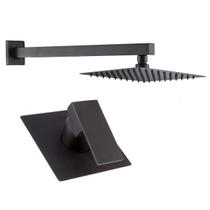 Kit Ducha Quadrada 20x20 Slim Gás Solar Ultra Fina com Acabamento para registro Monocomando base padrão Deca 4493 Quadrado Alavanca Preto Fosco