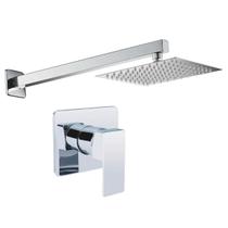 Kit Ducha Quadrada 20x20 Slim Gás Solar Ultra fina e Acabamento para registro Monocomando base padrão Docol Quadrado Alavanca Cromado Brilhante Metal Kit Ducha Quadrada 20x20 Slim Gás Solar Ultra fina e Acabamento para registro Monocomando base padrão Docol Quadrado Alavanca Cromado Brilhante Metal