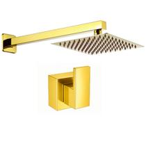 Kit Ducha Quadrada 20x20 Slim Ultra Fina + 1 Acabamento para Registro base deca Alavanca de 1/2 ou 3/4 Dourado Brilhante Kit Ducha Quadrada 20x20 Slim Ultra Fina + 1 Acabamento para Registro base deca Alavanca de 1/2 ou 3/4 Dourado Brilhante