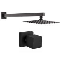 Kit Ducha Quadrada 20x20 Slim Ultra Fina + 1 Acabamento para Registro base deca Quadrado de 1/2 ou 3/4 Preto Fosco Kit Ducha Quadrada 20x20 Slim Ultra Fina + 1 Acabamento para Registro base deca Quadrado de 1/2 ou 3/4 Preto Fosco