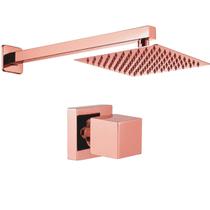 Kit Ducha Quadrada 20x20 Slim Ultra Fina+1 Acabamento para Registro base deca Quadrado de 1/2 ou 3/4 Rose-Gold Brilhante Kit Ducha Quadrada 20x20 Slim Ultra Fina+1 Acabamento para Registro base deca Quadrado de 1/2 ou 3/4 Rose-Gold Brilhante