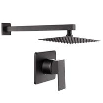 Kit Ducha Quadrada 20x20 Slim Ultra Fina + Acabamento para registro Monocomando base Docol Quadrado Alavanca Preto Fosco Kit Ducha Quadrada 20x20 Slim Ultra Fina + Acabamento para registro Monocomando base Docol Quadrado Alavanca Preto Fosco