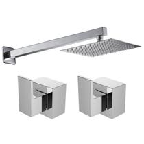 Kit Ducha Quadrada 20x20 Slim Ultra Fina com 2 Acabamentos para Registro base padrão Deca Alavanca de 1/2 ou 3/4 Cromado Brilhante Metal Kit Ducha Quadrada 20x20 Slim Ultra Fina com 2 Acabamentos para Registro base padrão Deca Alavanca de 1/2 ou 3/4 Cromado Brilhante Metal