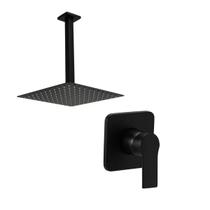 Kit Ducha Quadrada 20x20 Slim Ultra Fina de teto + Acabamento para registro Monocomando base deca Alavanca Preto Fosco Kit Ducha Quadrada 20x20 Slim Ultra Fina de teto + Acabamento para registro Monocomando base deca Alavanca Preto Fosco