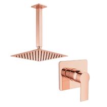Kit Ducha Quadrada 20x20 Slim Ultra Fina de teto + Acabamento para registro Monocomando base deca Rose-Gold Brilhante Kit Ducha Quadrada 20x20 Slim Ultra Fina de teto + Acabamento para registro Monocomando base deca Rose-Gold Brilhante