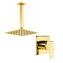 Kit Ducha Quadrada 20x20 Slim Ultra Fina de teto + Acabamento para registro Monocomando base Docol Dourado Brilhante Kit Ducha Quadrada 20x20 Slim Ultra Fina de teto + Acabamento para registro Monocomando base Docol Dourado Brilhante