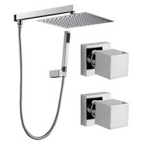 Kit Ducha Quadrada 20x20 Slim Ultra Fina gás Solar com desviador e 2 Acabamentos para Registro base Deca Quadrado de 1/2 ou 3/4 Cromado Brilhante Kit Ducha Quadrada 20x20 Slim Ultra Fina gás Solar com desviador e 2 Acabamentos para Registro base Deca Quadrado de 1/2 ou 3/4 Cromado Brilhante