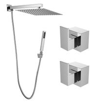 Kit Ducha Quadrada 20x20 Slim Ultra Fina Gás Solar com desviador e 2 Acabamentos para Registro base padrão Deca de 1/2 ou 3/4 Cromado Brilhante Metal Kit Ducha Quadrada 20x20 Slim Ultra Fina Gás Solar com desviador e 2 Acabamentos para Registro base padrão Deca de 1/2 ou 3/4 Cromado Brilhante Metal