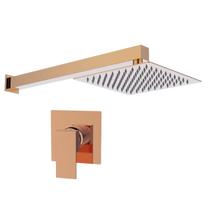 Kit Ducha Quadrada 20x20 Slim Ultra Fina Gás Solar Piscina com Acabamento para registro Monocomando base Deca Quadrado Alavanca Rose Gold Brilhante Kit Ducha Quadrada 20x20 Slim Ultra Fina Gás Solar Piscina com Acabamento para registro Monocomando base Deca Quadrado Alavanca Rose Gold Brilhante