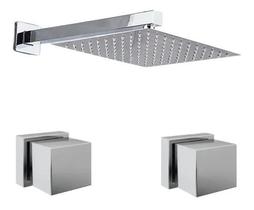 Kit Ducha Quadrada 25x25cm. Inox E 2 Acabamentos Cromado