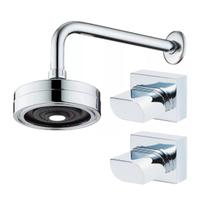 Kit Ducha Redonda Auto Limpante Banheiro Lavatório Piscina com 2 Acabamentos para Registro base padrão Deca Quadrado Gota até 1 pol Cromado Brilhante