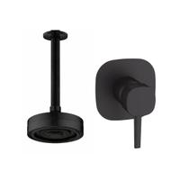 Kit Ducha Redonda Auto Limpante de teto + Acabamento para registro Monocomando base deca Alavanca Slim Preto Fosco
