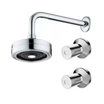 Kit Ducha Redonda Auto Limpante Gás Solar Piscina com 2 Acabamentos para Registro base padrão Deca Redondo de 1/2 ou 3/4 Cromado Brilhante ABS