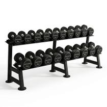Kit Dumbbell Rubber Elite 12 a 30kg Com Suporte Academia