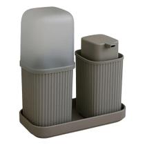 Kit Duo Banheiro C/ Bandeja Cinza Es 1206 - Usual Utilidades Kit Duo Banheiro C/ Bandeja Cinza Es 1206 - Usual Utilidades