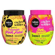 Kit Duo Cremes Multy 3 em 1 Nutrição, Brilho e Controle de Frizz Salon Line