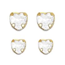 Kit Duo de Brincos Coração de Zircônia Banhado a Ouro 18K Kit Duo de Brincos Coração de Zircônia Banhado a Ouro 18K