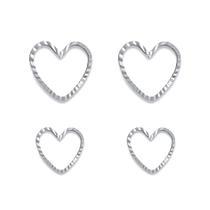 Kit Duo de Brincos Coração Vazado Banhado a Prata Kit Duo de Brincos Coração Vazado Banhado a Prata