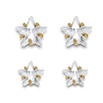 Kit Duo de Brincos Estrelas Zircônia Banhado a Ouro 18K Kit Duo de Brincos Estrelas Zircônia Banhado a Ouro 18K