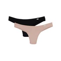 Kit Duo Delrio Tanga Fio V57870 Preto/Bege