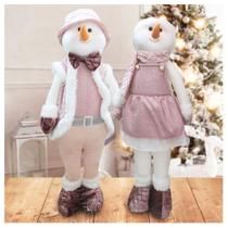 Kit Dupla Boneco Natal Boneco De Neve Rosa Natalino Kit Dupla Boneco Natal Boneco De Neve Rosa Natalino